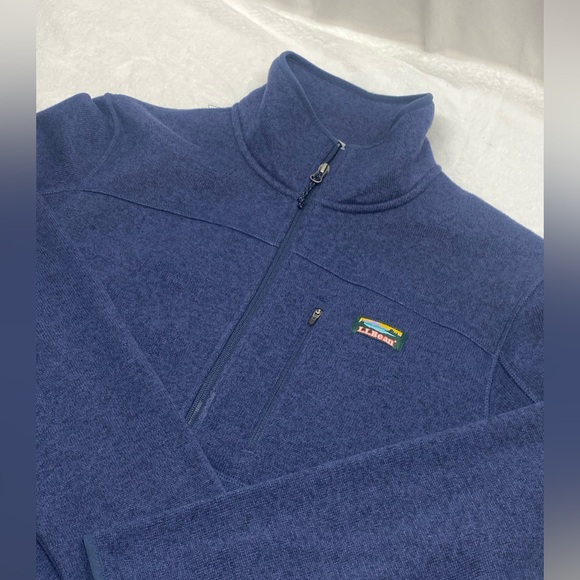 LL Bean Jacket Mens XL Navy Slightly Fitted Sweater Fleece Full Zip Up Coat LOGO - Picture 1 of 6